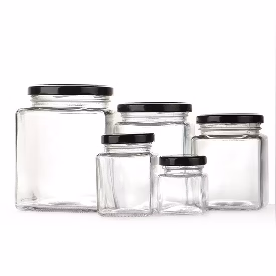 Pot en verre carré pour emballage alimentaire de confiture de miel